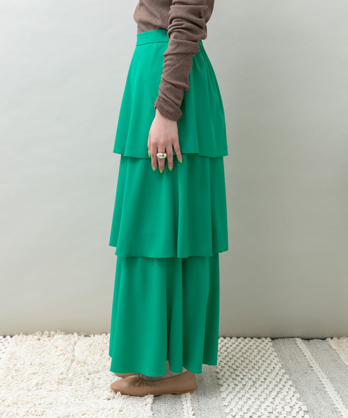 UR Lab.（アーバンリサーチラボ）の「ティアードスカート（スカート・レディース・ブラック/オフホワイト/グリーン・FREE）」の7枚目の写真