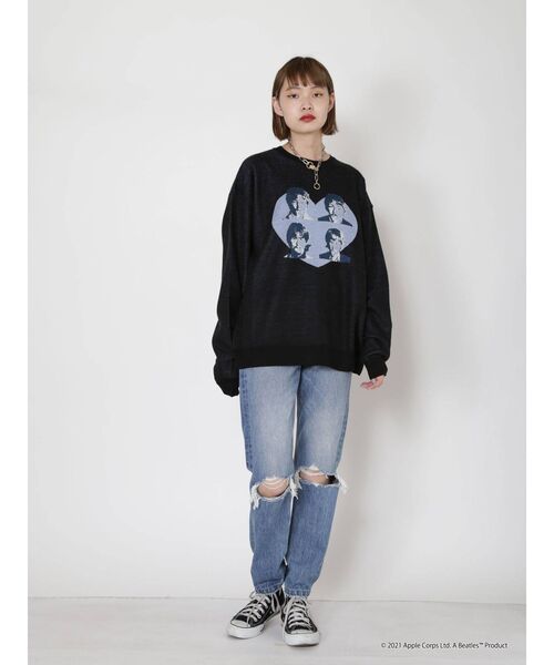 The Beatles(ザビートルズ)の「【コラボ】THE BEATLES ジャカードニット(ニット/セーター・レディース・ブラック/レッド/アイボリー・MEDIUM)」の5枚目の写真