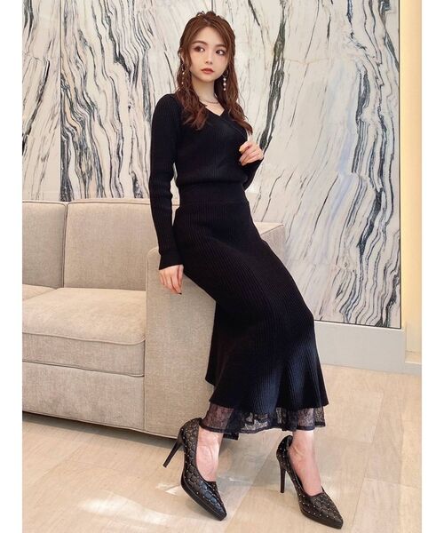 RESEXXY（リゼクシー）の「カシュクールマーメイドワンピース（ワンピース・レディース・ブラック/ピンク/ブラウン/ベージュ・FREE）」の5枚目の写真