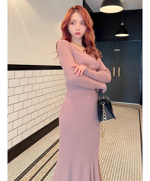 RESEXXY（リゼクシー）の「カシュクールマーメイドワンピース（ワンピース・レディース・ブラック/ピンク/ブラウン/ベージュ・FREE）」の15枚目の写真