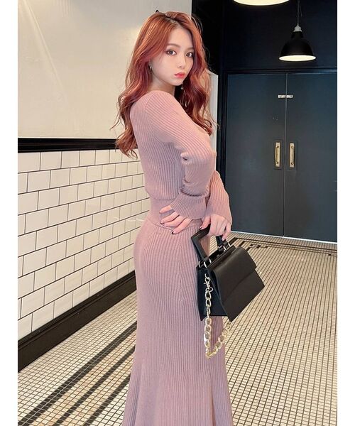 RESEXXY（リゼクシー）の「カシュクールマーメイドワンピース（ワンピース・レディース・ブラック/ピンク/ブラウン/ベージュ・FREE）」の16枚目の写真