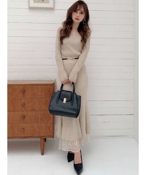 RESEXXY（リゼクシー）の「カシュクールマーメイドワンピース（ワンピース・レディース・ブラック/ピンク/ブラウン/ベージュ・FREE）」の20枚目の写真