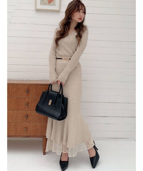 RESEXXY（リゼクシー）の「カシュクールマーメイドワンピース（ワンピース・レディース・ブラック/ピンク/ブラウン/ベージュ・FREE）」の21枚目の写真