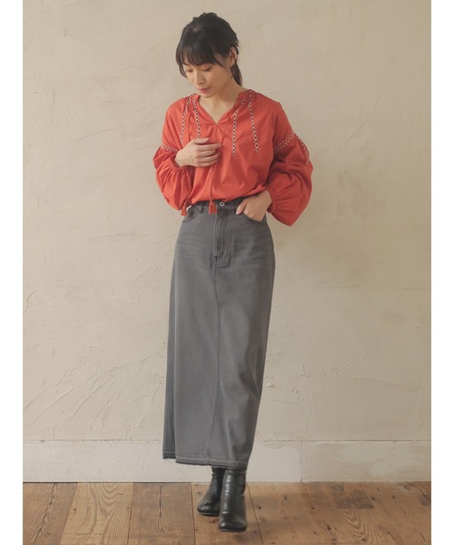 Green Parks(グリーンパークス)の「刺繍スモックシャツ(シャツ/ブラウス・レディース・オフホワイト/ブラック/オレンジ・FREE)」の13枚目の写真