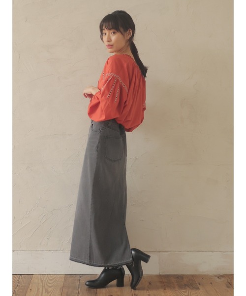 Green Parks(グリーンパークス)の「刺繍スモックシャツ(シャツ/ブラウス・レディース・オフホワイト/ブラック/オレンジ・FREE)」の14枚目の写真