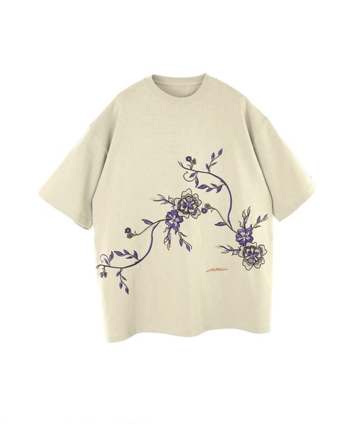 elephant TRIBAL fabrics(エレファントトライバルファブリックス)の「elephant TRIBAL fabrics EMBROIDERY FAT-T(Tシャツ/カットソー・メンズ・グレイッシュブルー/カーキ/ブラック・SMALL/MEDIUM)」の2枚目の写真