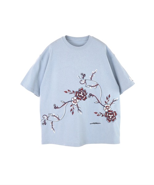 elephant TRIBAL fabrics(エレファントトライバルファブリックス)の「elephant TRIBAL fabrics EMBROIDERY FAT-T(Tシャツ/カットソー・メンズ・グレイッシュブルー/カーキ/ブラック・SMALL/MEDIUM)」の3枚目の写真