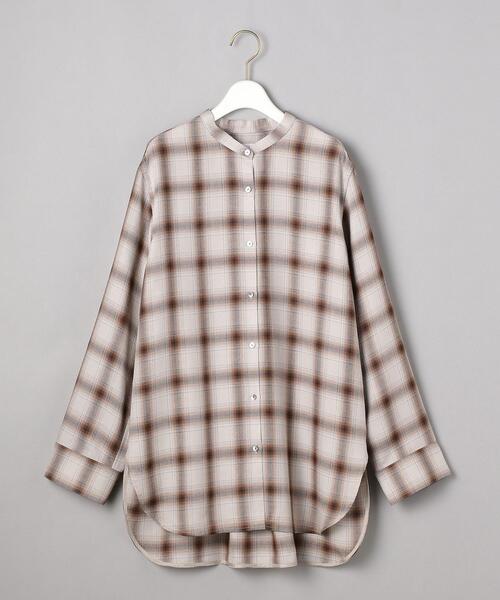 BEAUTY&YOUTH UNITED ARROWS（ビューティーアンドユースユナイテッドアローズ）の「BY レーヨンポリエステル バンドカラーシャツ -ウォッシャブル-◆（シャツ/ブラウス・レディース・オフホワイト/モカ/その他1・FREE）」の5枚目の写真