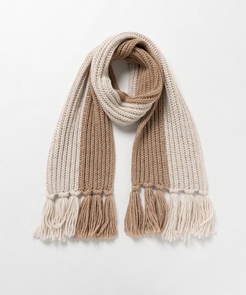 Fil Daraignee(フィルダレニエ)の「Fil Daraignee/big knit by color(ストール/ショール・レディース・ベージュ/ネイビー・FREE)」の2枚目の写真