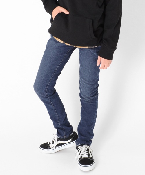 GLAZOS（グラソス）の「[スキニー]裏起毛デニムストレッチ・ウエストリブパンツ（デニムパンツ・キッズ・インディゴブルー/ブルー・130cm/140cm/150cm/160cm/170cm）」の2枚目の写真