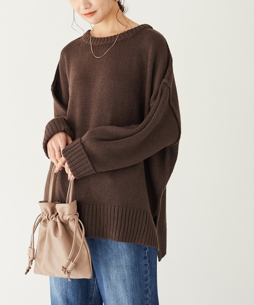 CRAFT STANDARD BOUTIQUE(クラフトスタンダードブティック)の「ゆったりニットプルオーバー *◇(ニット/セーター・レディース・ブラック/ネイビー/ブラウン/アイボリー/ボルドー/グリーン/マスタード・FREE)」の3枚目の写真