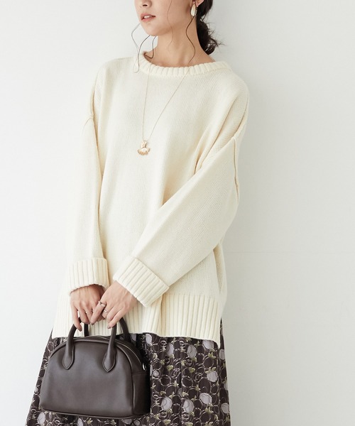CRAFT STANDARD BOUTIQUE(クラフトスタンダードブティック)の「ゆったりニットプルオーバー *◇(ニット/セーター・レディース・ブラック/ネイビー/ブラウン/アイボリー/ボルドー/グリーン/マスタード・FREE)」の2枚目の写真