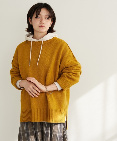 CRAFT STANDARD BOUTIQUE(クラフトスタンダードブティック)の「ゆったりニットプルオーバー *◇(ニット/セーター・レディース・ブラック/ネイビー/ブラウン/アイボリー/ボルドー/グリーン/マスタード・FREE)」の6枚目の写真
