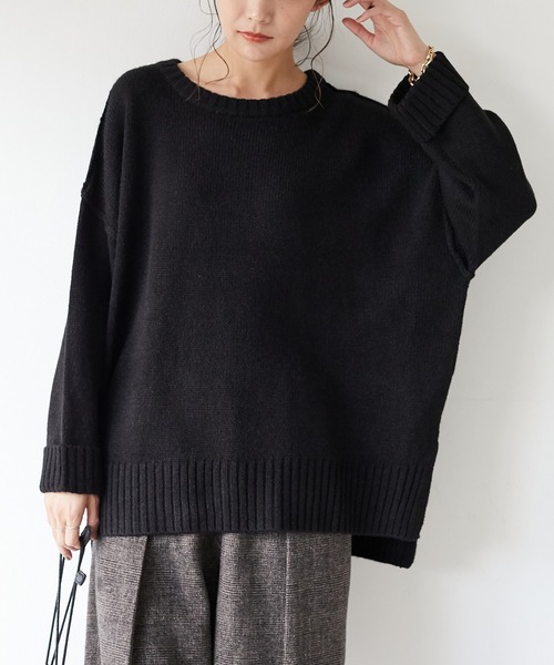 CRAFT STANDARD BOUTIQUE(クラフトスタンダードブティック)の「ゆったりニットプルオーバー *◇(ニット/セーター・レディース・ブラック/ネイビー/ブラウン/アイボリー/ボルドー/グリーン/マスタード・FREE)」の1枚目の写真