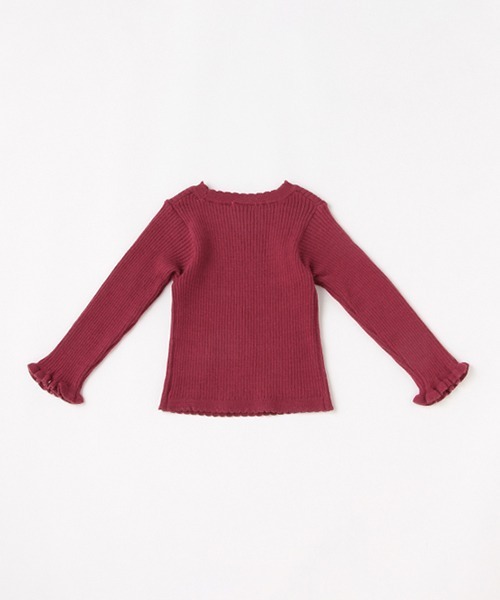 petit main（プティマイン）の「【リンク】花柄編みテレコニット（ニット/セーター・キッズ・オフホワイト/レッド/ライトブルー・80ｃｍ/110cm/120cm/90cm/100cm/130cm）」の6枚目の写真