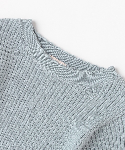 petit main（プティマイン）の「【リンク】花柄編みテレコニット（ニット/セーター・キッズ・オフホワイト/レッド/ライトブルー・80ｃｍ/110cm/120cm/90cm/100cm/130cm）」の8枚目の写真