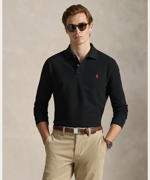 POLO RALPH LAUREN(ポロ ラルフ ローレン)の「カスタム スリム フィット メッシュ ポロシャツ(ポロシャツ)」|ブラック系1
