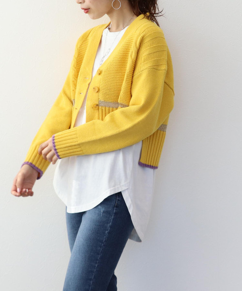 Three Four Time（ｽﾘｰﾌｫｰﾀｲﾑ）の「ウールケーブルショートカーディガン（カーディガン/ボレロ・レディース・イエロー/グリーン/パープル/ブラック・FREE）」の4枚目の写真