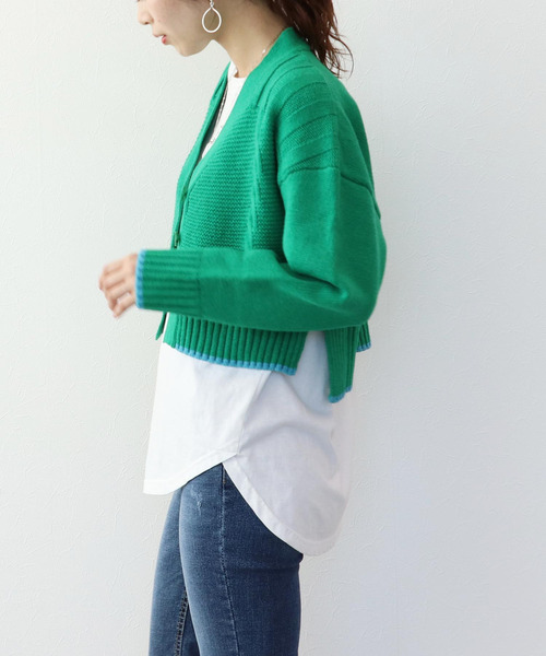 Three Four Time（ｽﾘｰﾌｫｰﾀｲﾑ）の「ウールケーブルショートカーディガン（カーディガン/ボレロ・レディース・イエロー/グリーン/パープル/ブラック・FREE）」の2枚目の写真