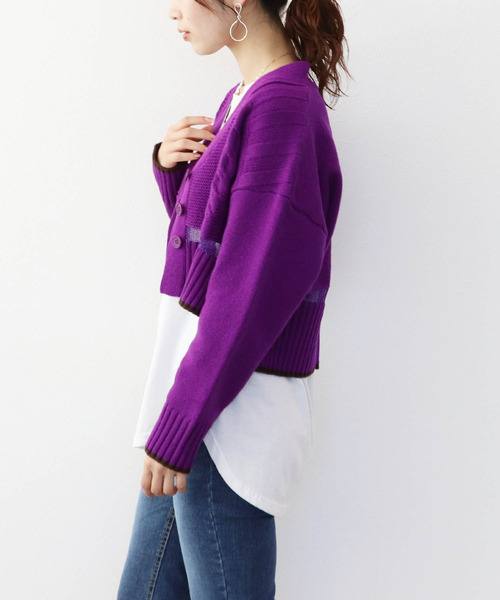 Three Four Time（ｽﾘｰﾌｫｰﾀｲﾑ）の「ウールケーブルショートカーディガン（カーディガン/ボレロ・レディース・イエロー/グリーン/パープル/ブラック・FREE）」の7枚目の写真