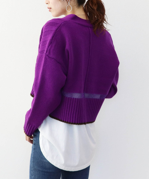 Three Four Time（ｽﾘｰﾌｫｰﾀｲﾑ）の「ウールケーブルショートカーディガン（カーディガン/ボレロ・レディース・イエロー/グリーン/パープル/ブラック・FREE）」の8枚目の写真