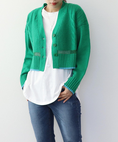 Three Four Time（ｽﾘｰﾌｫｰﾀｲﾑ）の「ウールケーブルショートカーディガン（カーディガン/ボレロ・レディース・イエロー/グリーン/パープル/ブラック・FREE）」の12枚目の写真