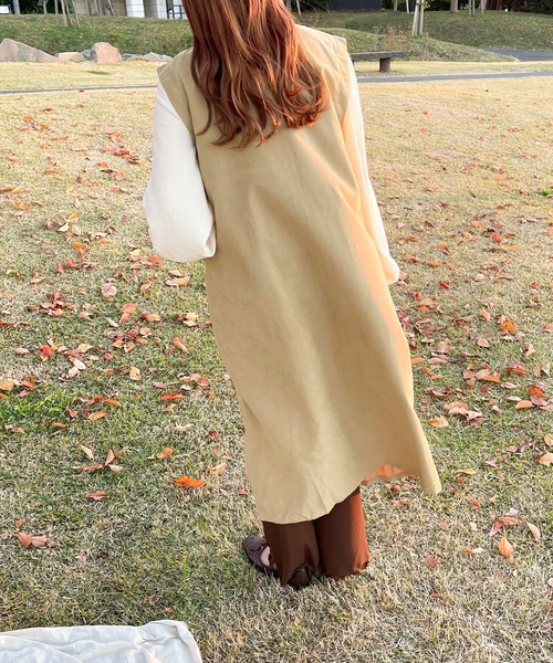 apres jour clair（アプレジュールクレア）の「【apres jour clair】ロングジレ（ベスト・レディース・アイボリー/ブラウン系その他・X-LARGE/フリー）」の6枚目の写真