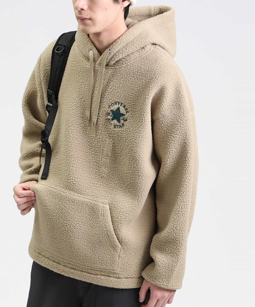 CONVERSE(コンバース)の「【CONVERSE】シープボアパーカー(パーカー・メンズ・ブラック/ベージュ/オフホワイト・M/L/XL)」の3枚目の写真