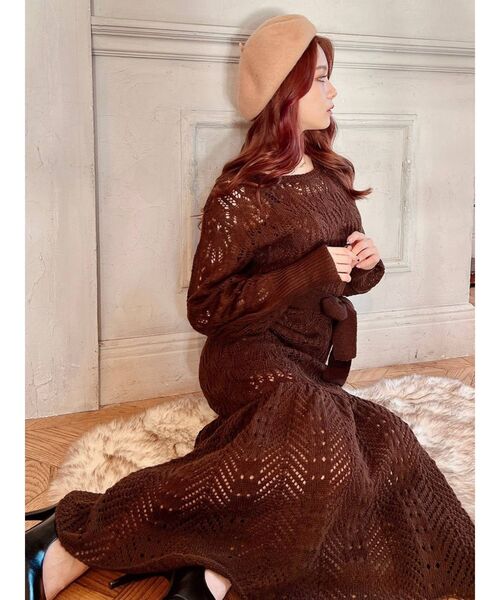 RESEXXY（リゼクシー）の「モヘアライクニットワンピース（ワンピース・レディース・ベージュ/ブラウン/オフホワイト・FREE）」の7枚目の写真