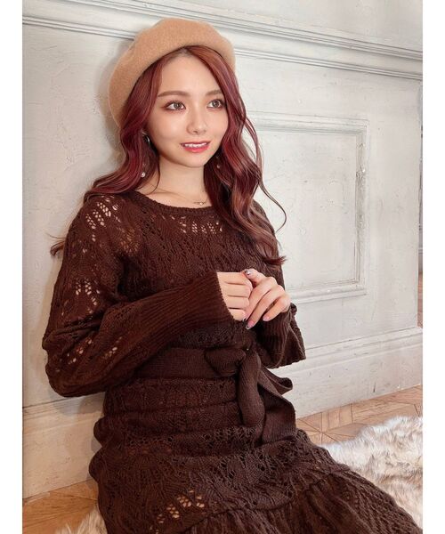 RESEXXY（リゼクシー）の「モヘアライクニットワンピース（ワンピース・レディース・ベージュ/ブラウン/オフホワイト・FREE）」の10枚目の写真