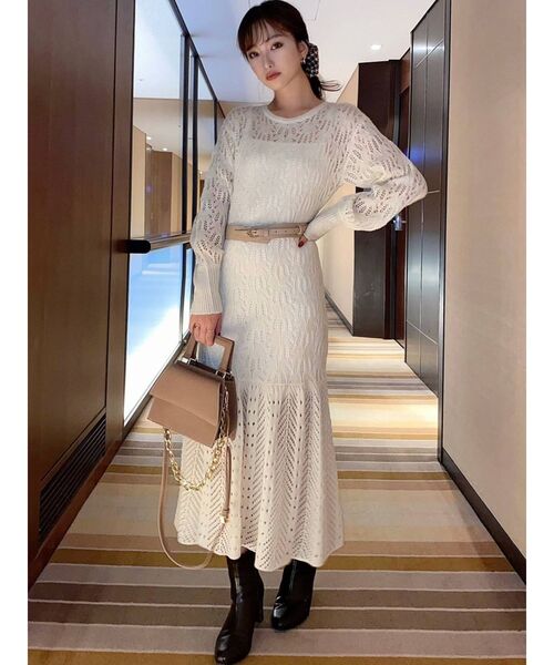 RESEXXY（リゼクシー）の「モヘアライクニットワンピース（ワンピース・レディース・ベージュ/ブラウン/オフホワイト・FREE）」の12枚目の写真