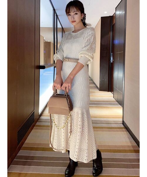 RESEXXY（リゼクシー）の「モヘアライクニットワンピース（ワンピース・レディース・ベージュ/ブラウン/オフホワイト・FREE）」の13枚目の写真