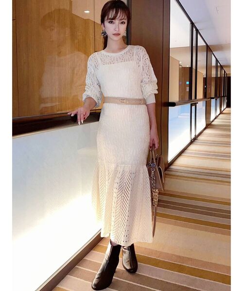 RESEXXY（リゼクシー）の「モヘアライクニットワンピース（ワンピース・レディース・ベージュ/ブラウン/オフホワイト・FREE）」の15枚目の写真