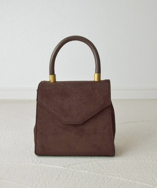 tukn.（トゥクン）の「お上品にころんと。スエードハンドバッグ（ショルダーバッグ・レディース・グリーン/ブラウン/キャメル・FREE）」の15枚目の写真