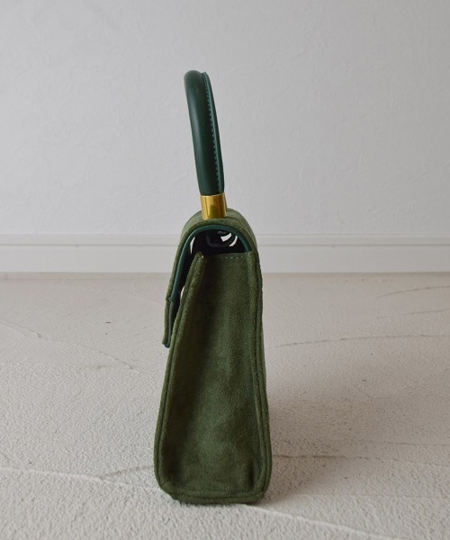 tukn.（トゥクン）の「お上品にころんと。スエードハンドバッグ（ショルダーバッグ・レディース・グリーン/ブラウン/キャメル・FREE）」の17枚目の写真