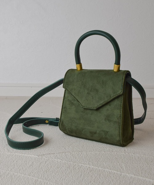 tukn.（トゥクン）の「お上品にころんと。スエードハンドバッグ（ショルダーバッグ・レディース・グリーン/ブラウン/キャメル・FREE）」の20枚目の写真