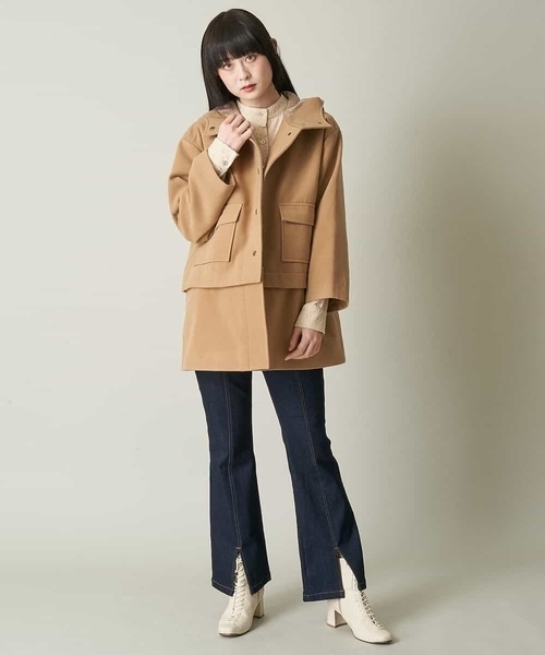 A de a.v.v（アードアー・ヴェ・ヴェ）の「（2WAY仕様）フェイクウールフーテッドコート（ブルゾン・レディース・ベージュ/カーキ・39）」の3枚目の写真