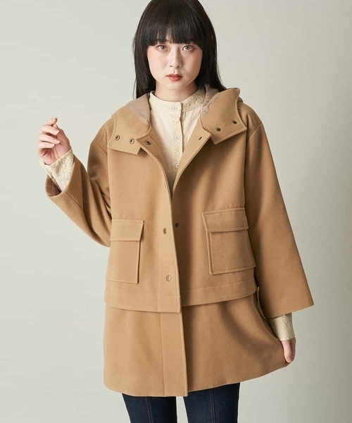 A de a.v.v（アードアー・ヴェ・ヴェ）の「（2WAY仕様）フェイクウールフーテッドコート（ブルゾン・レディース・ベージュ/カーキ・39）」の11枚目の写真