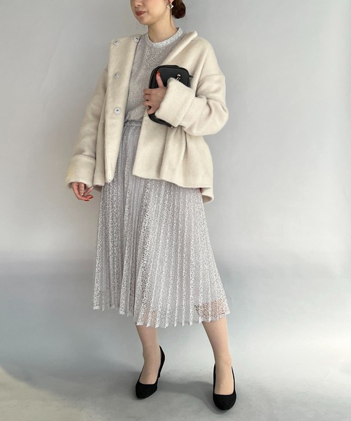 PICCIN(ピッチン)の「アイリッシュレースプリーツスカート(スカート・レディース・グレイッシュベージュ/ネイビー・M/L)」の10枚目の写真