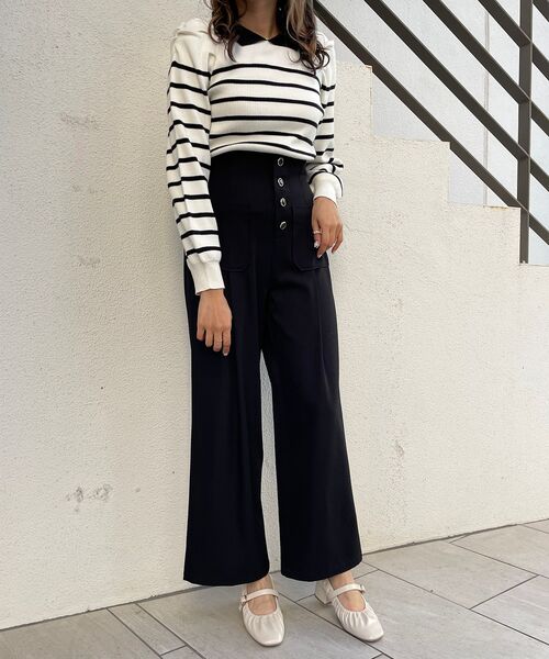 MAJESTIC LEGON（マジェスティックレゴン）の「襟付きボーターニット（ニット/セーター・レディース・オフホワイト/ネイビー/ブラック・MEDIUM）」の17枚目の写真