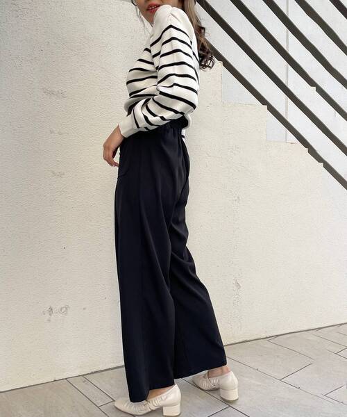 MAJESTIC LEGON（マジェスティックレゴン）の「襟付きボーターニット（ニット/セーター・レディース・オフホワイト/ネイビー/ブラック・MEDIUM）」の15枚目の写真