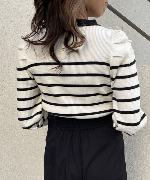 MAJESTIC LEGON（マジェスティックレゴン）の「襟付きボーターニット（ニット/セーター・レディース・オフホワイト/ネイビー/ブラック・MEDIUM）」の10枚目の写真