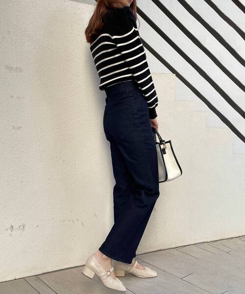 MAJESTIC LEGON（マジェスティックレゴン）の「襟付きボーターニット（ニット/セーター・レディース・オフホワイト/ネイビー/ブラック・MEDIUM）」の8枚目の写真