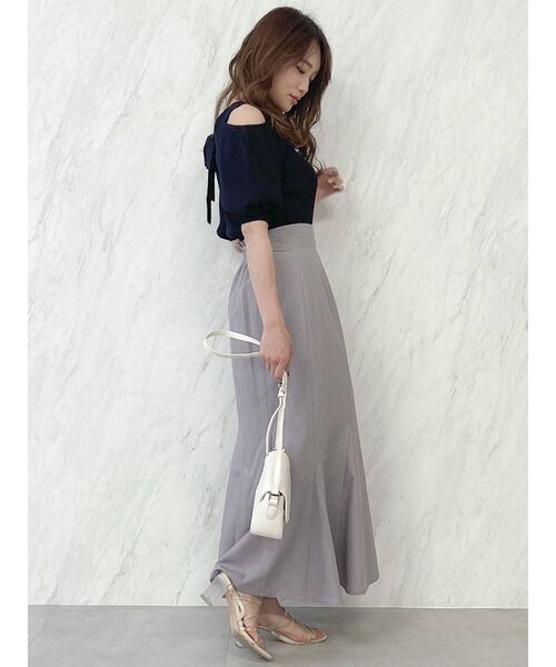 dazzlin(ダズリン)の「スクエアラインオープンリブニットトップス(ニット/セーター・レディース・オフホワイト/ブラック/パープル・FREE)」の12枚目の写真