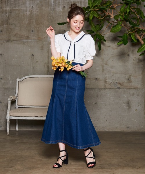 NOELA(ノエラ)の「ゴールドパーツタイブラウス(シャツ/ブラウス・レディース・ベージュ/ネイビー/オフホワイト・フリー)」の18枚目の写真