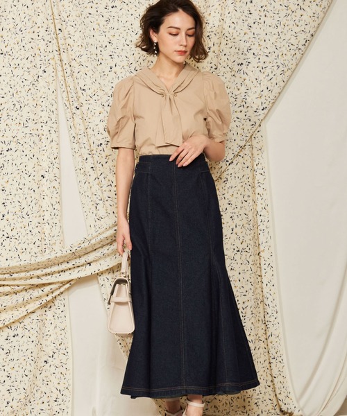 NOELA(ノエラ)の「ゴールドパーツタイブラウス(シャツ/ブラウス・レディース・ベージュ/ネイビー/オフホワイト・フリー)」の16枚目の写真