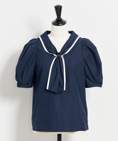 NOELA(ノエラ)の「ゴールドパーツタイブラウス(シャツ/ブラウス・レディース・ベージュ/ネイビー/オフホワイト・フリー)」の17枚目の写真