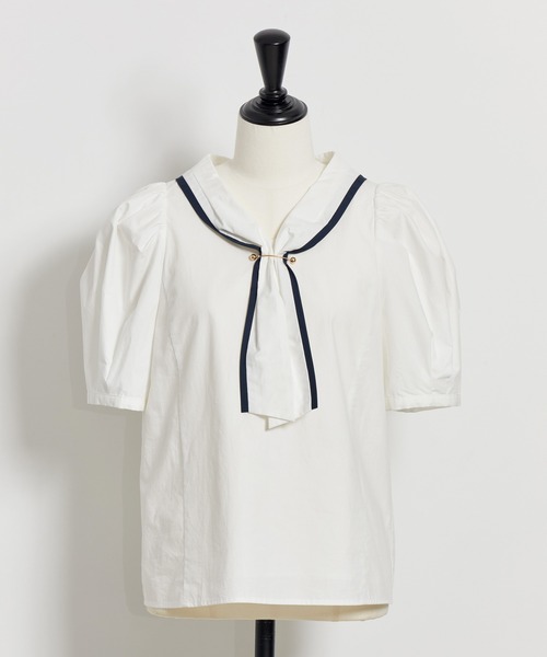 NOELA(ノエラ)の「ゴールドパーツタイブラウス(シャツ/ブラウス・レディース・ベージュ/ネイビー/オフホワイト・フリー)」の10枚目の写真