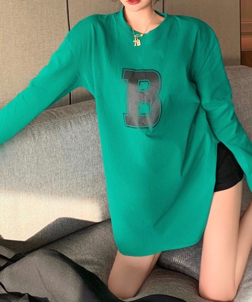meJane(ミージェーン)の「BロゴプリントルーズシルエットロンT【ZOZOTOWN限定】(Tシャツ/カットソー・レディース・ホワイト/グリーン・FREE)」の11枚目の写真