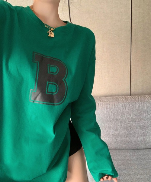 meJane(ミージェーン)の「BロゴプリントルーズシルエットロンT【ZOZOTOWN限定】(Tシャツ/カットソー・レディース・ホワイト/グリーン・FREE)」の13枚目の写真